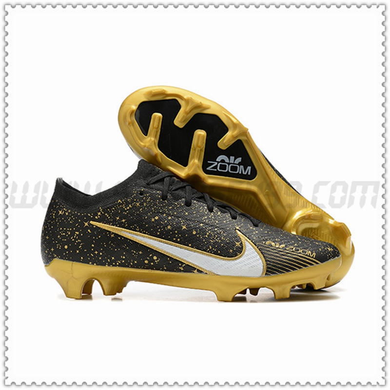 Nike Zapatos de Futbol Air Zoom Mercurial Low Gang Vapor XV Elite FG Negro/Dorado