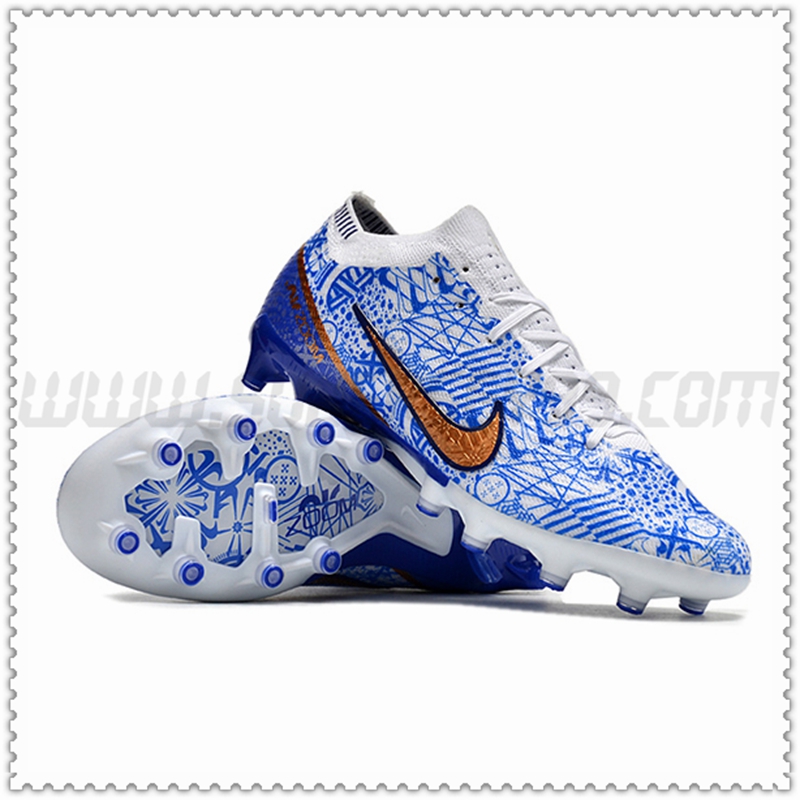 Nike Zapatos de Futbol Air Zoom Mercurial Low Gang Vapor XV Elite FG Azul/Blanco