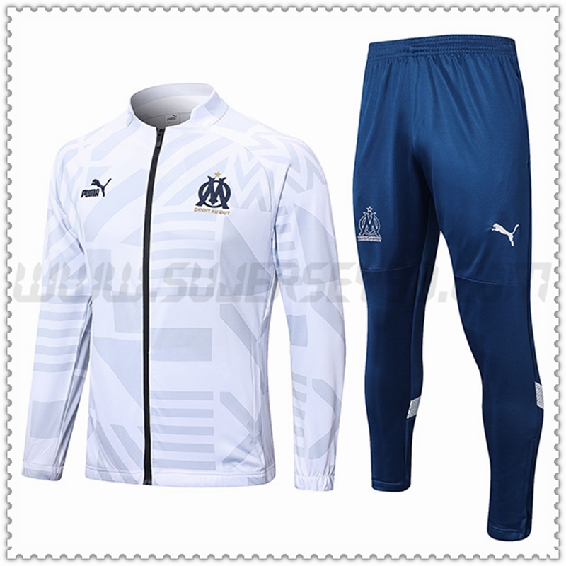 Chaqueta Chandal Futbol Marsella Blanco 2022 2023