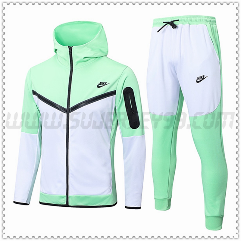 Rompevientos con Capucha Chandal Futbol NIKE Blanco/Verde 2022 2023