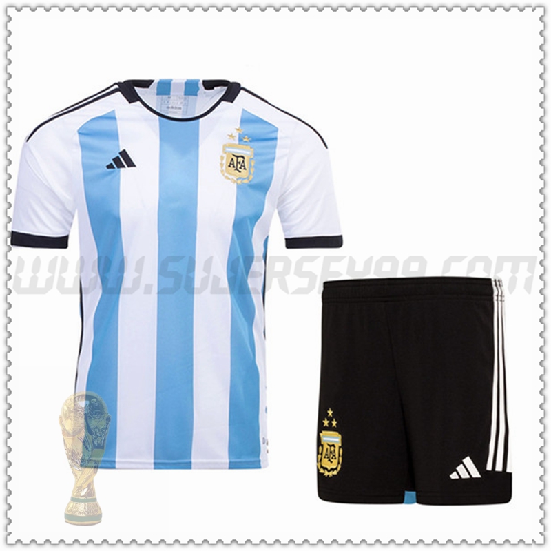 Nuevo Camiseta Futbol Argentina 3 estrellas Ninos Primera 2022 2023