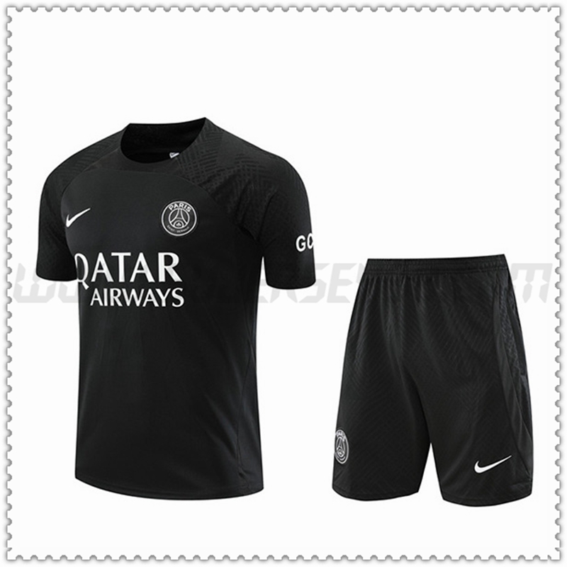 Camiseta Entrenamiento + Pantalones Cortos PSG Negro 2022 2023