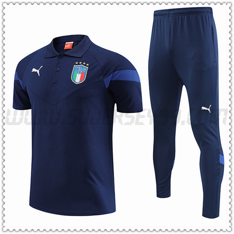 Polo Futbol Italia + Pantalones Azul Marino 2022 2023