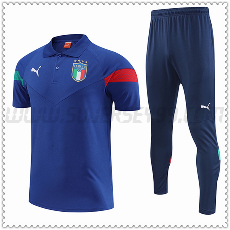 Polo Futbol Italia + Pantalones Azul 2022 2023