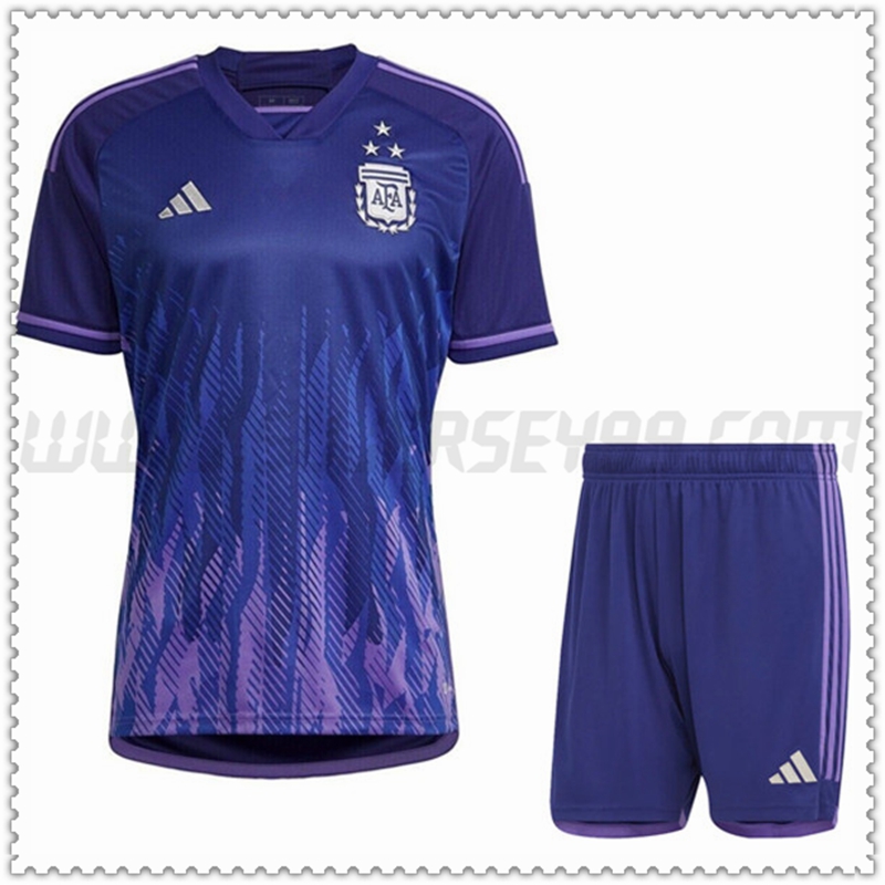 Camiseta Futbol Argentina 3 estrellas Segunda + Pantalones Cortos 2022 2023