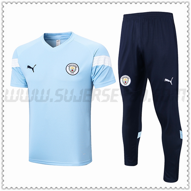 Camiseta Entrenamiento Manchester City + Pantalones Cielo azul 2022 2023