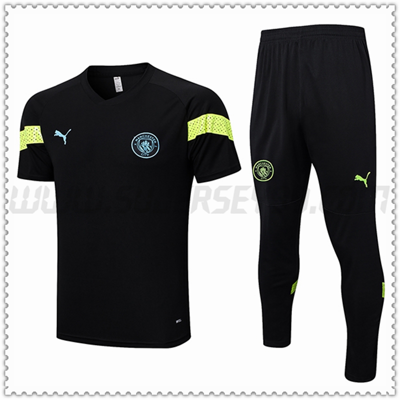 Camiseta Entrenamiento Manchester City + Pantalones Negro 2022 2023