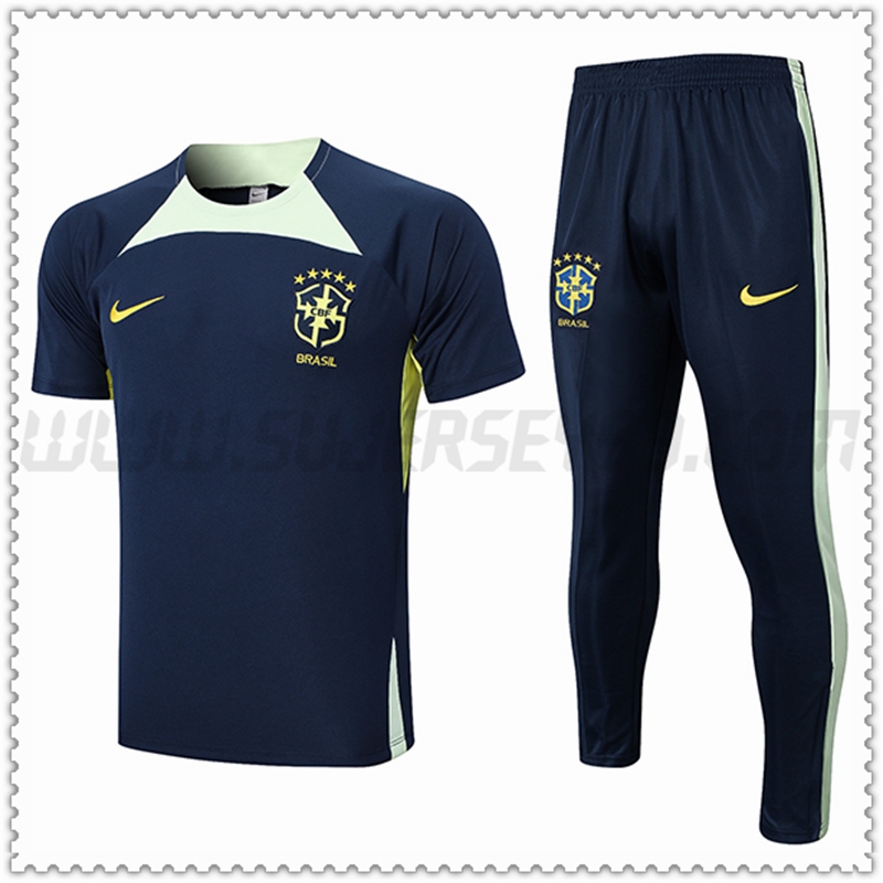 Camiseta Entrenamiento Brasil + Pantalones Azul marino 2022 2023