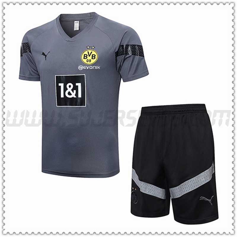 Camiseta Entrenamiento Dortmund BVB + Pantalones cortos Gris 2022 2023