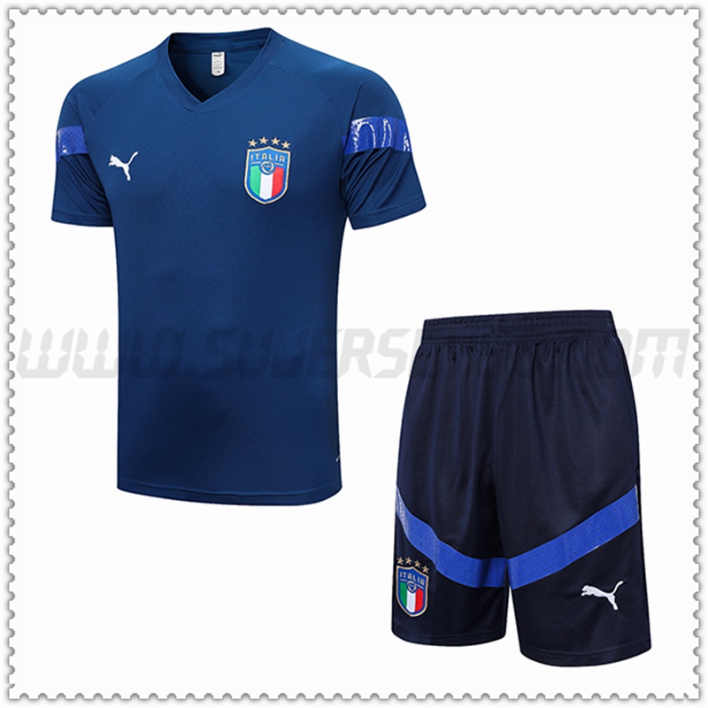 Camiseta Entrenamiento Italia + Pantalones cortos Azul marino 2022 2023