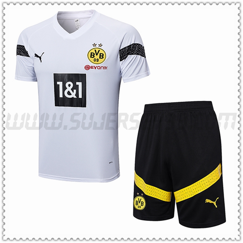 Camiseta Entrenamiento Dortmund BVB + Pantalones cortos Blanco 2022 2023