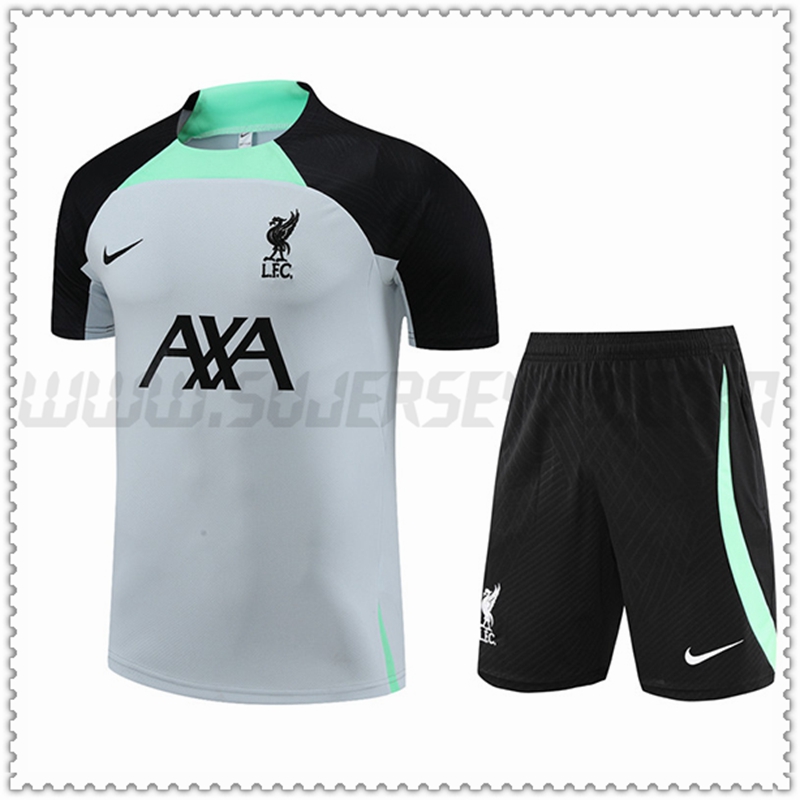 Camiseta Entrenamiento FC Liverpool + Pantalones cortos Gris 2022 2023