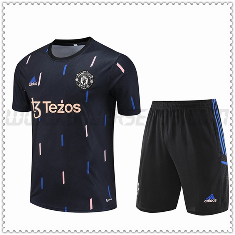 Camiseta Entrenamiento Manchester United + Pantalones cortos Negro 2022 2023