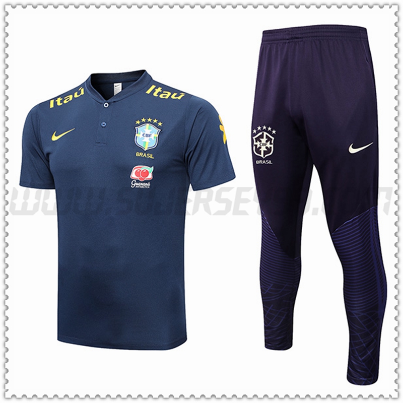 Polo Futbol Brasil + Pantalones Azul marino 2022 2023