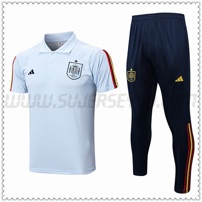 Polo Futbol España + Pantalones Cielo azul 2022 2023