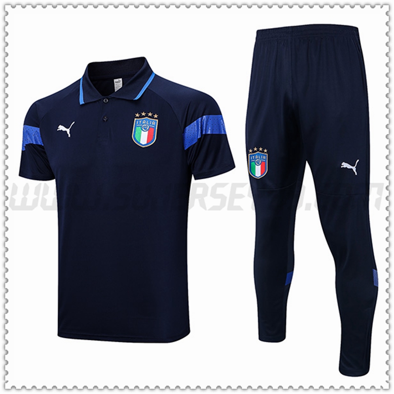 Polo Futbol Italia + Pantalones Azul marino 2022 2023