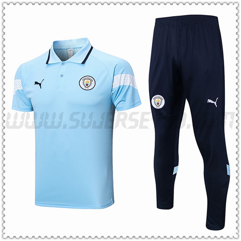 Polo Futbol Manchester City + Pantalones Cielo azul 2022 2023