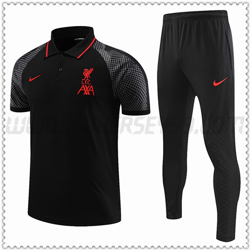 Polo Futbol FC Liverpool + Pantalones Negro 2022 2023