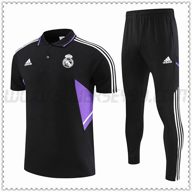Polo Futbol Real Madrid + Pantalones Negro 2022 2023