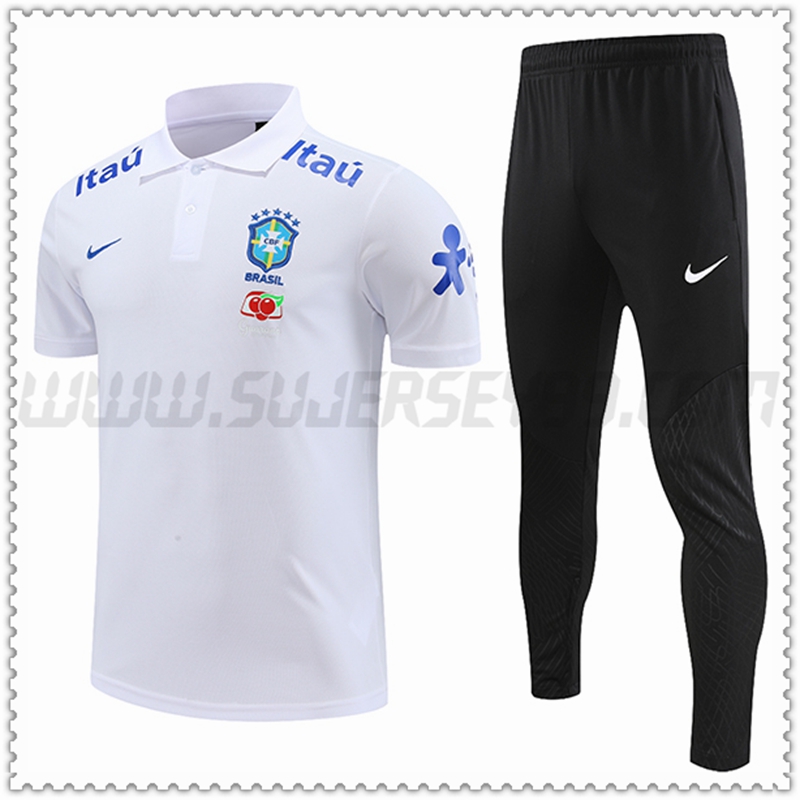 Polo Futbol Brasil + Pantalones Blanco 2022 2023