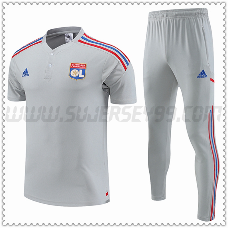 Polo Futbol Lyon OL + Pantalones Gris 2022 2023