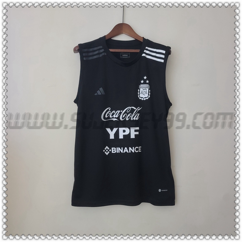 Camiseta Entrenamiento Sin Mangas Argentina Negro 2022 2023