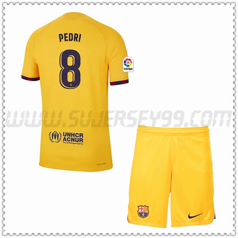 Equipacion del FC Barcelona PEDRI #8 Cuatro Ninos 2022 2023