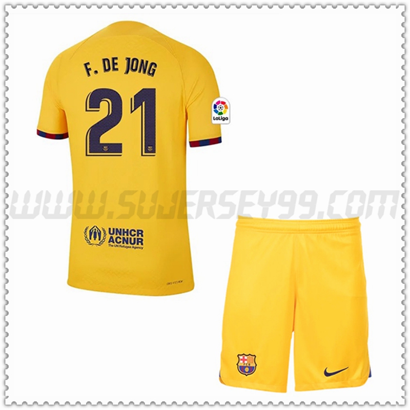 Equipacion del FC Barcelona F.DE JONG #21 Cuatro Ninos 2022 2023