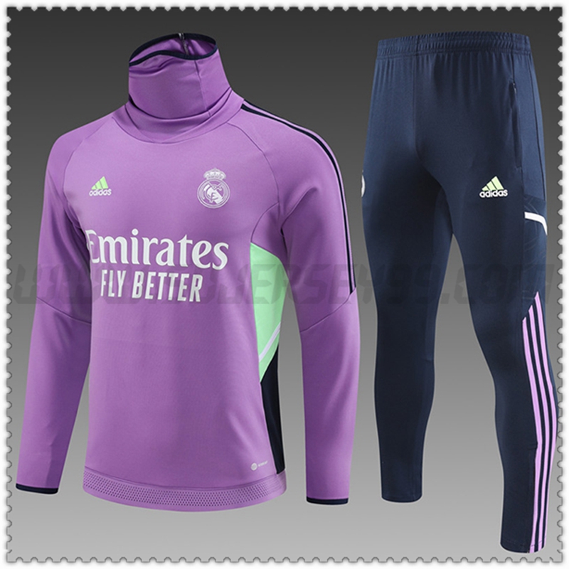 Chandal Futbol Real Madrid Cuello Alto Ninos Violeta 2022 2023