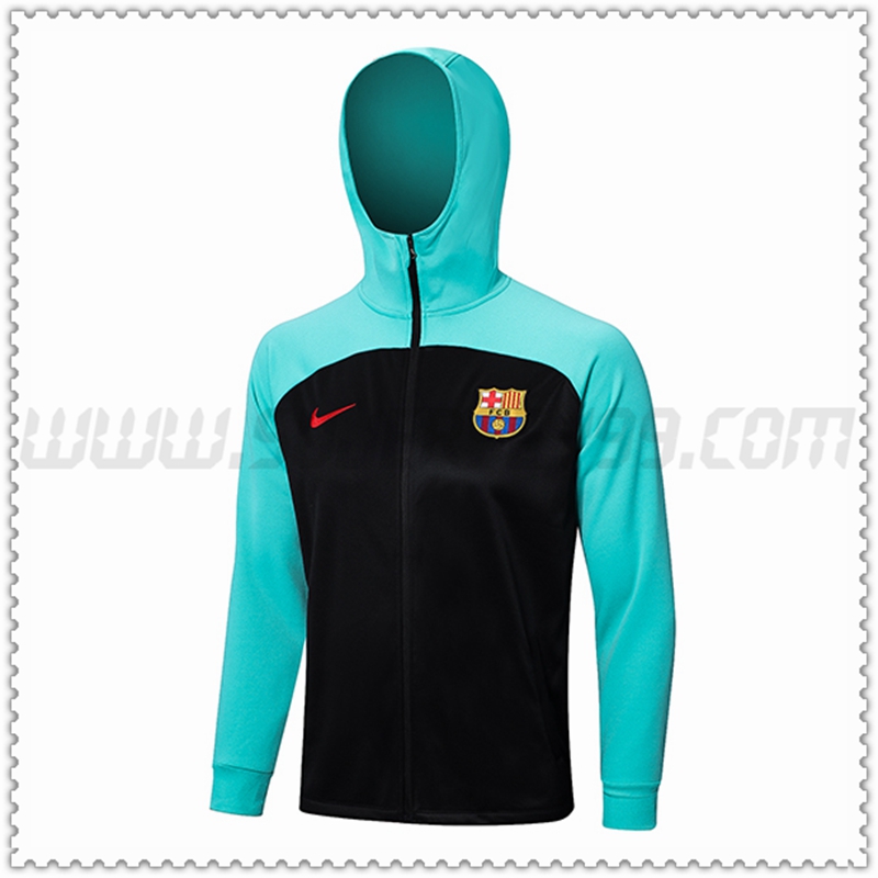 Chaqueta con Capucha FC Barcelona Negro/Azul 2022 2023