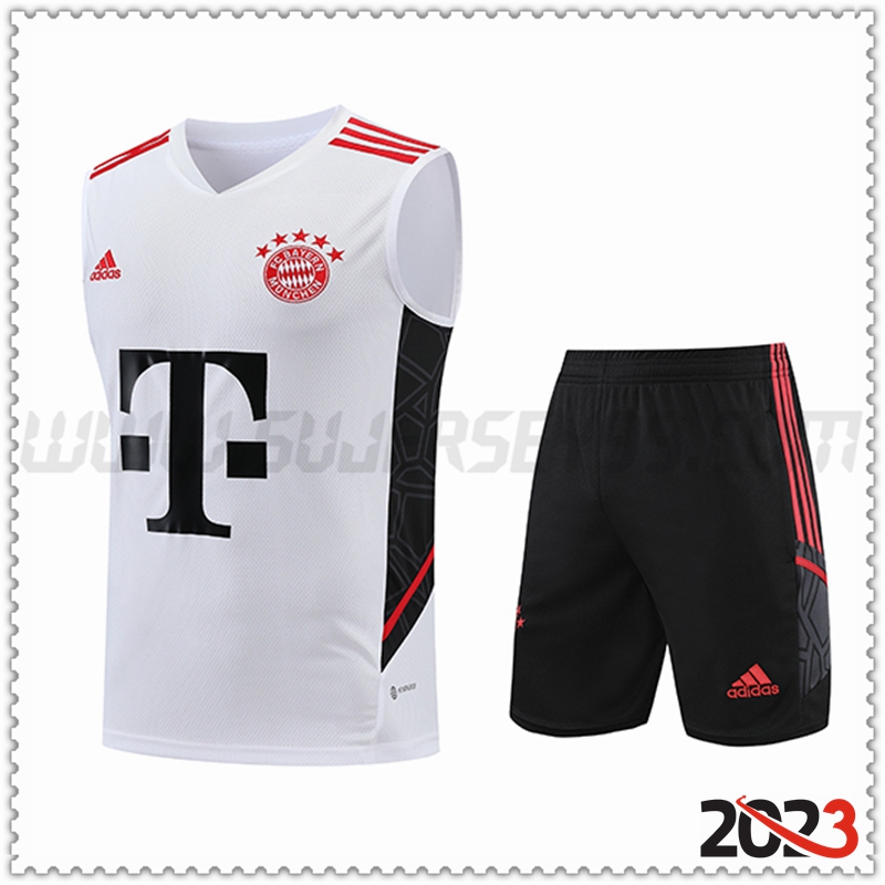 Camiseta Entrenamiento Sin Mangas Bayern Munich + Pantalones cortos Blanco 2023 2024