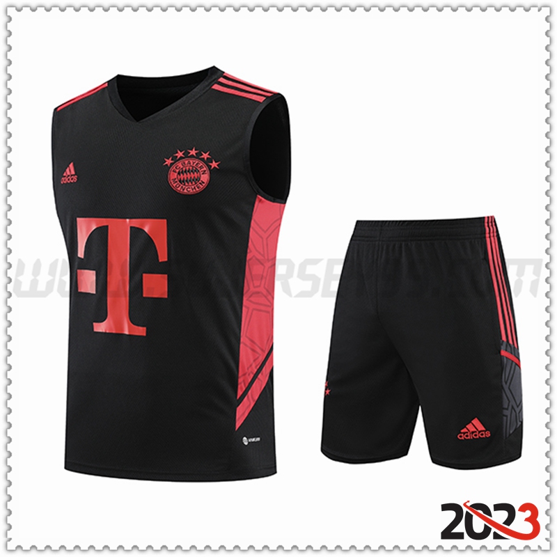 Camiseta Entrenamiento Sin Mangas Bayern Munich + Pantalones cortos Negro 2023 2024