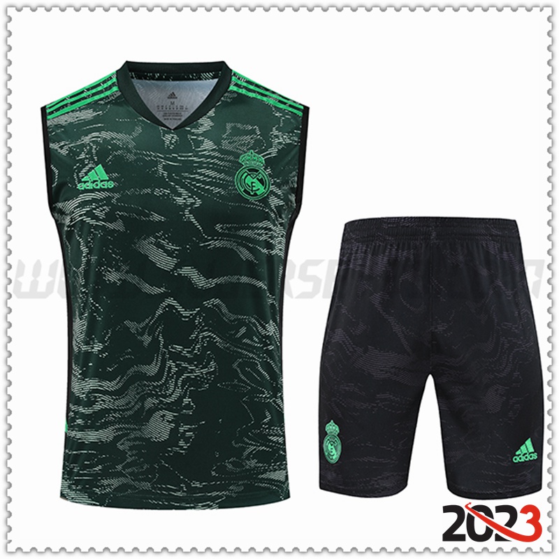 Camiseta Entrenamiento Sin Mangas Real Madrid + Pantalones cortos Verde 2023 2024