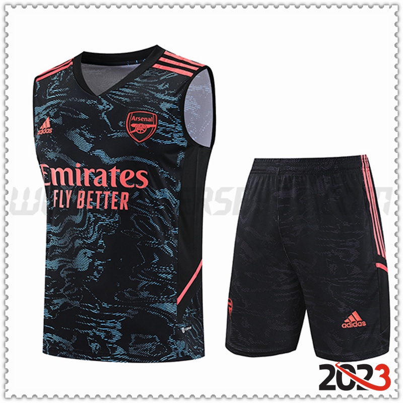 Camiseta Entrenamiento Sin Mangas Arsenal + Pantalones cortos Negro 2023 2024