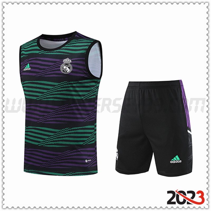 Camiseta Entrenamiento Sin Mangas Real Madrid + Pantalones cortos Púrpura 2023 2024