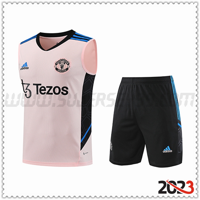 Camiseta Entrenamiento Sin Mangas Manchester United + Pantalones cortos Naranja 2023 2024