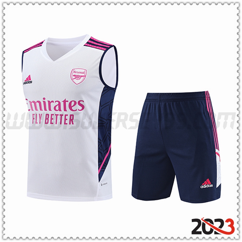 Camiseta Entrenamiento Sin Mangas Arsenal + Pantalones cortos Blanco 2023 2024