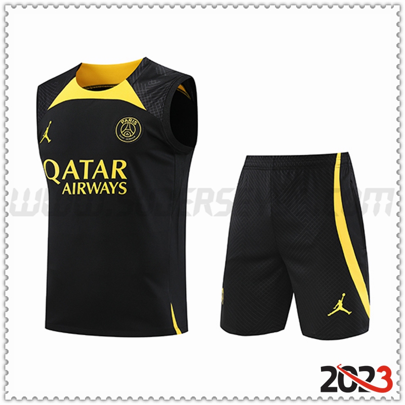 Camiseta Entrenamiento Sin Mangas PSG Jordan + Pantalones cortos Negro 2023 2024