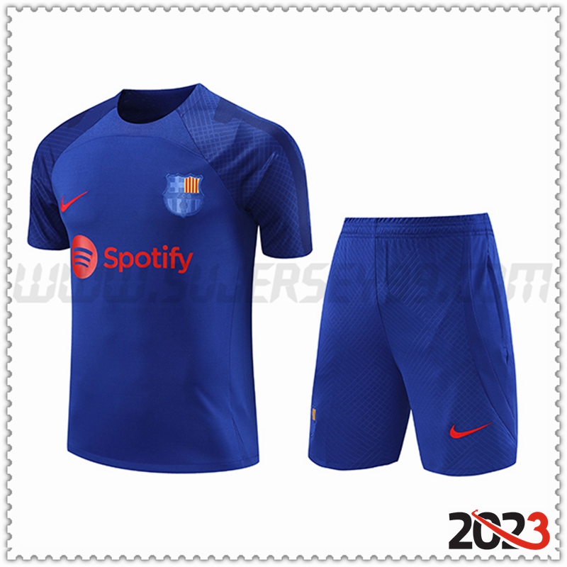 Camiseta Entrenamiento FC Barcelona + Pantalones cortos Azul Marino 2023 2024