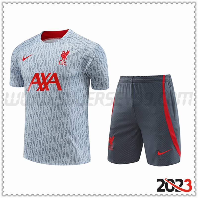 Camiseta Entrenamiento FC Liverpool + Pantalones cortos Gris 2023 2024