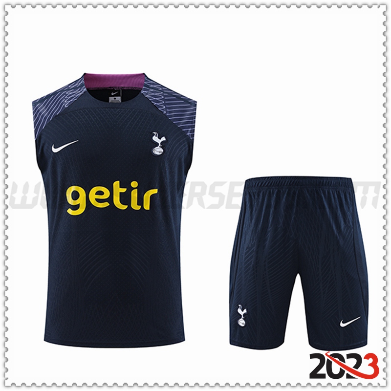Camiseta Entrenamiento Sin Mangas Tottenham Hotspur + Pantalones cortos Azul Marino 2023 2024