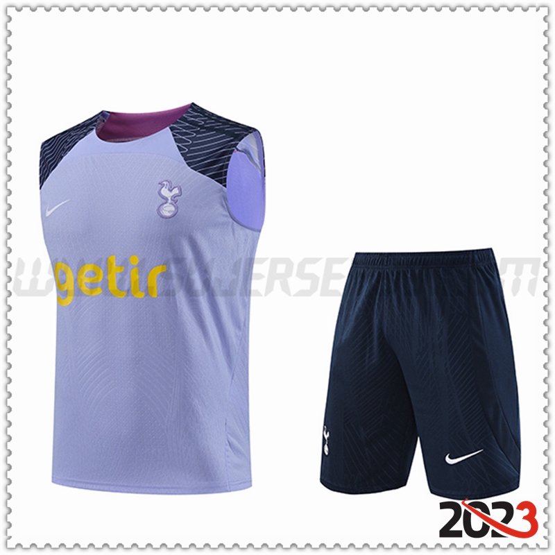 Camiseta Entrenamiento Sin Mangas Tottenham Hotspur + Pantalones cortos Púrpura 2023 2024