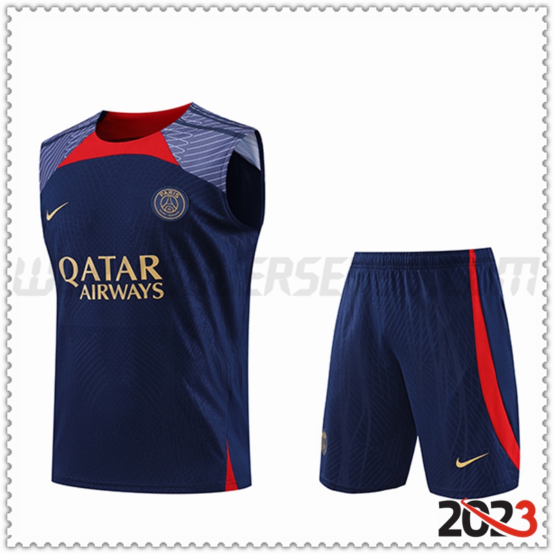 Camiseta Entrenamiento Sin Mangas PSG + Pantalones cortos Azul Marino 2023 2024