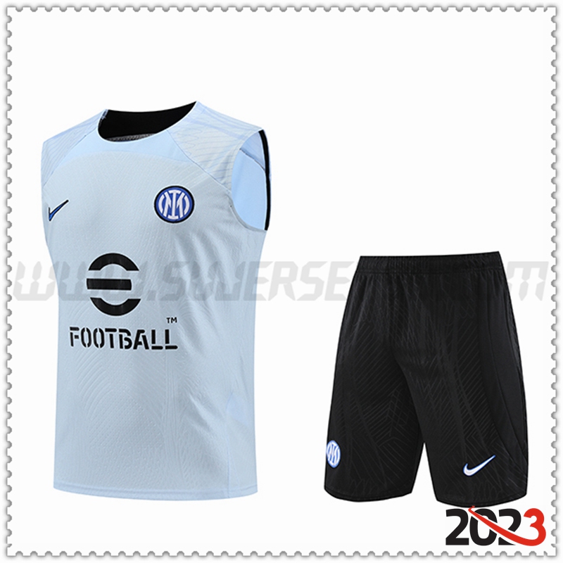 Camiseta Entrenamiento Sin Mangas Inter Milan + Pantalones cortos Azul claro 2023 2024