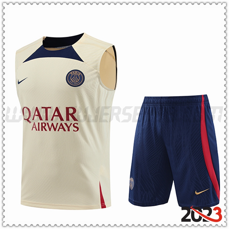 Camiseta Entrenamiento Sin Mangas PSG + Pantalones cortos Amarillo 2023 2024