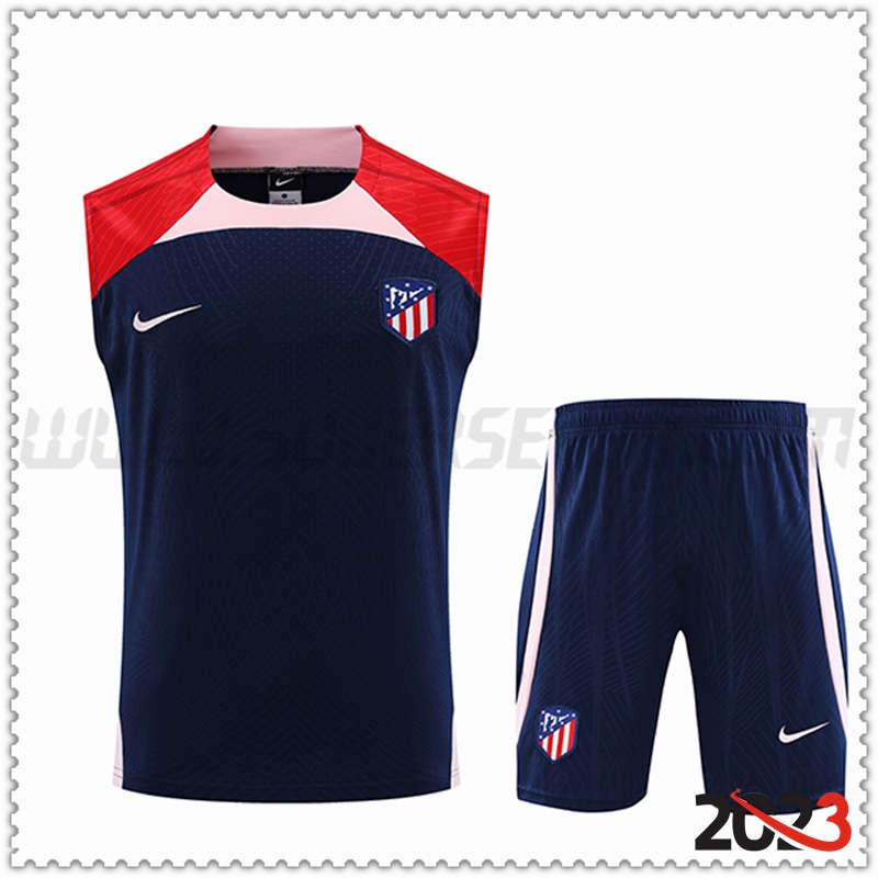 Camiseta Entrenamiento Sin Mangas Atletico Madrid + Pantalones cortos Azul Marino 2023 2024