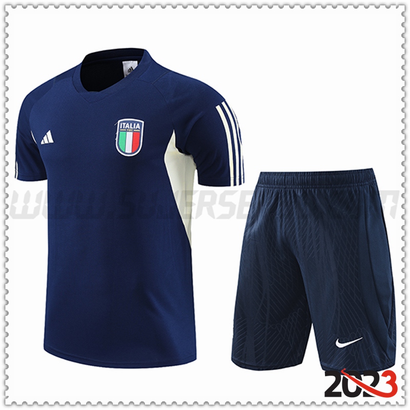 Camiseta Entrenamiento Italia + Pantalones cortos Azul Marino 2023 2024