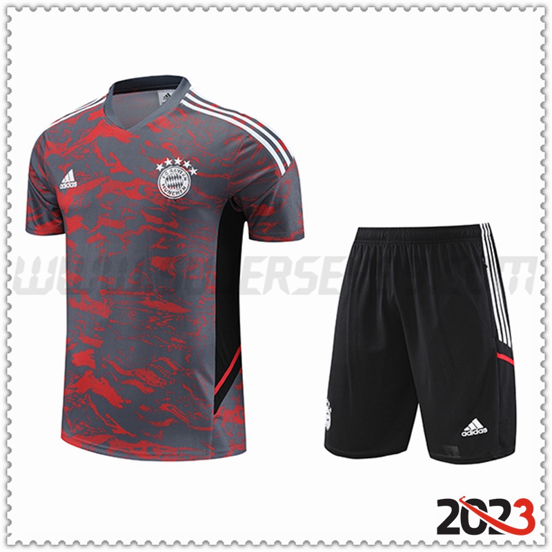 Camiseta Entrenamiento Bayern Munich + Pantalones cortos Rojo/Gris 2023 2024