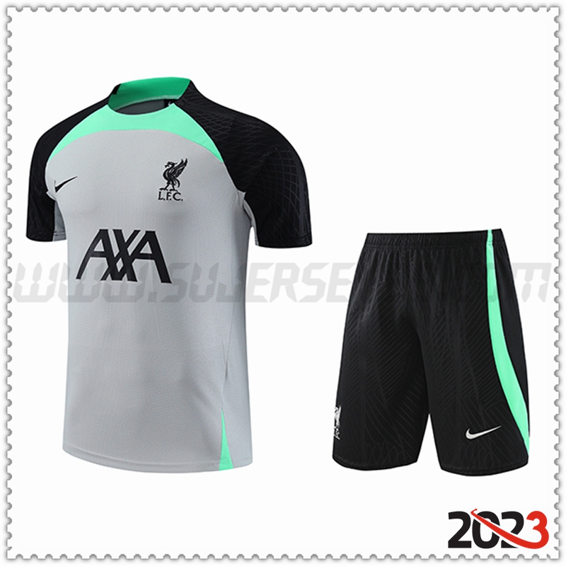Camiseta Entrenamiento FC Liverpool + Pantalones cortos Gris 2023 2024