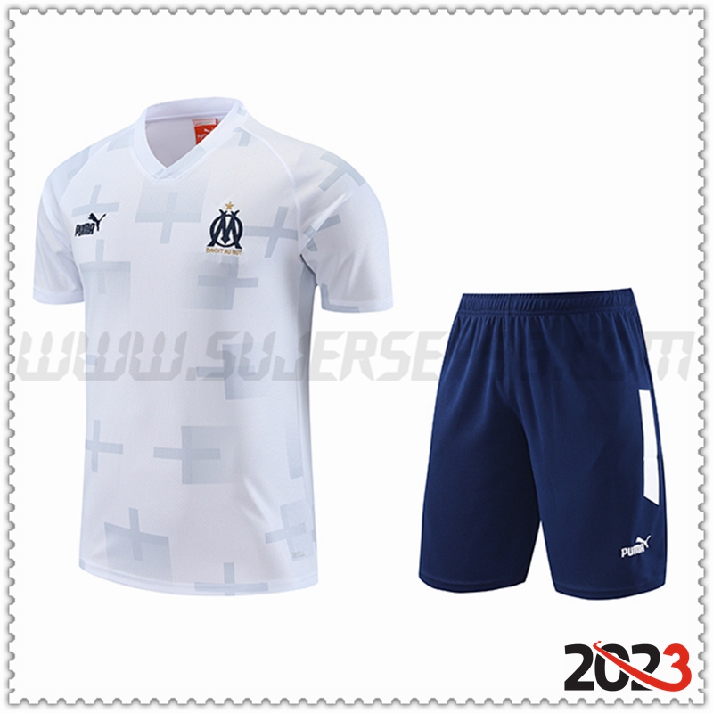 Camiseta Entrenamiento Marsella + Pantalones cortos Blanco 2023 2024